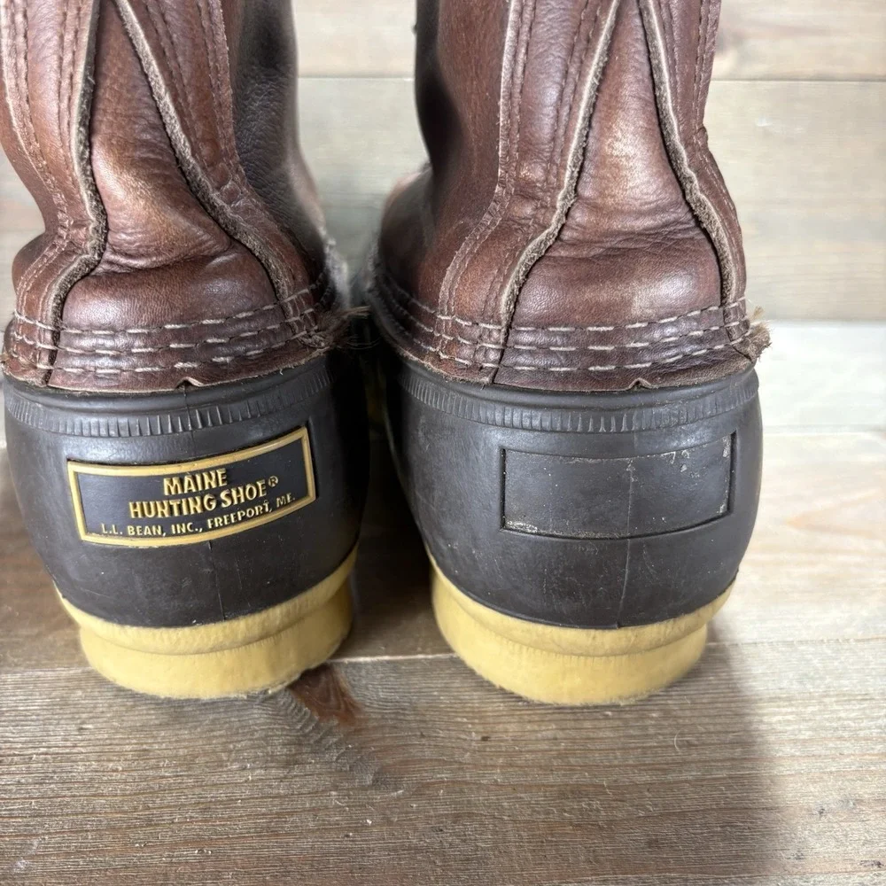 ll bean duck boots mens size 12 shoes brown leather insulated waterproof rain